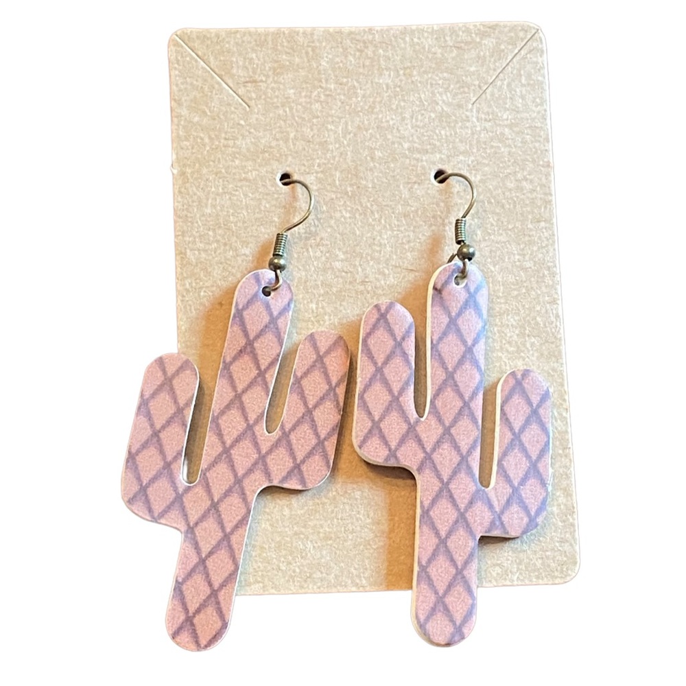 Lightweight Brown Saguaro Cactus Earrings